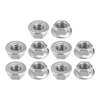Harfington Uxcell M4 Serrated Flange Hex Lock Nuts, 304 Stainless Steel, 10 Pcs