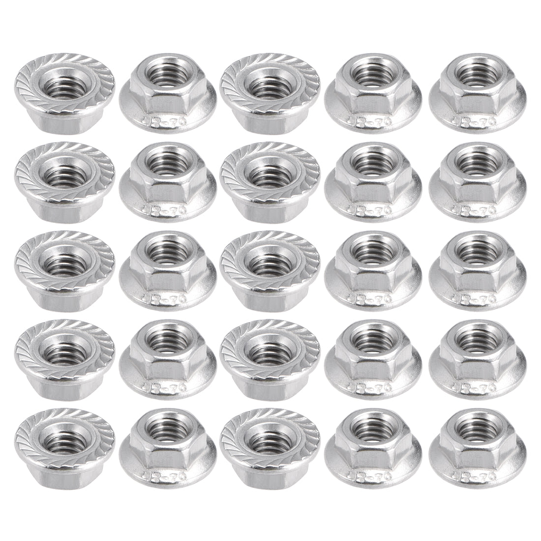 uxcell Uxcell M5 Serrated Flange Hex Lock Nuts, 304 Stainless Steel, 25 Pcs