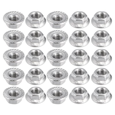Harfington Uxcell M5 Serrated Flange Hex Lock Nuts, 304 Stainless Steel, 25 Pcs