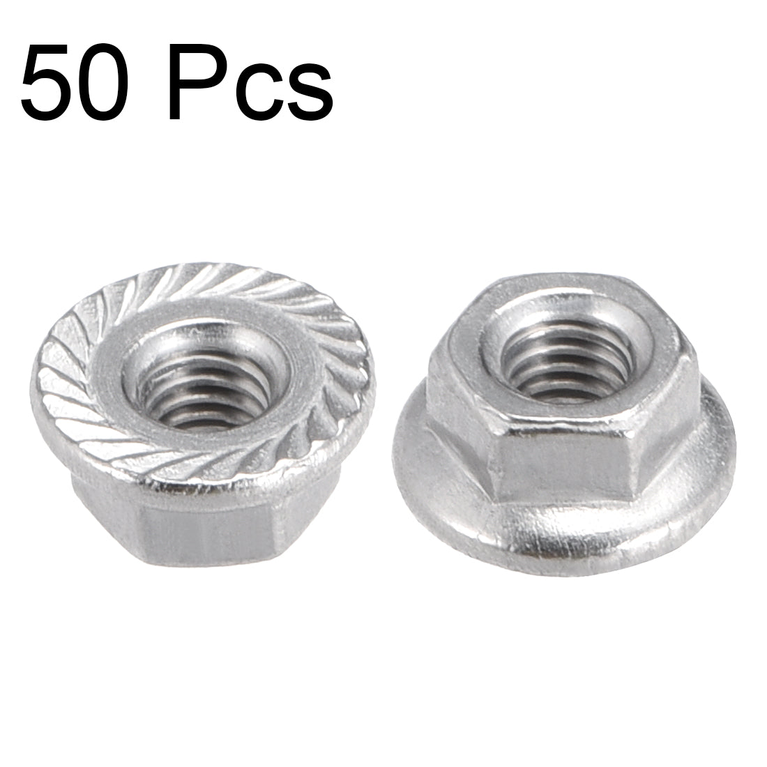 Uxcell Uxcell M12 Serrated Flange Hex Lock Nuts, 316 Stainless Steel, 2 Pcs
