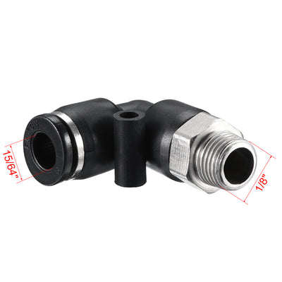 Harfington Uxcell PL6-01 Pneumatic Push to Connect Fitting Male Elbow -  15/64" Tube OD x 1/8" G Thread Tube Fitting 2pcs