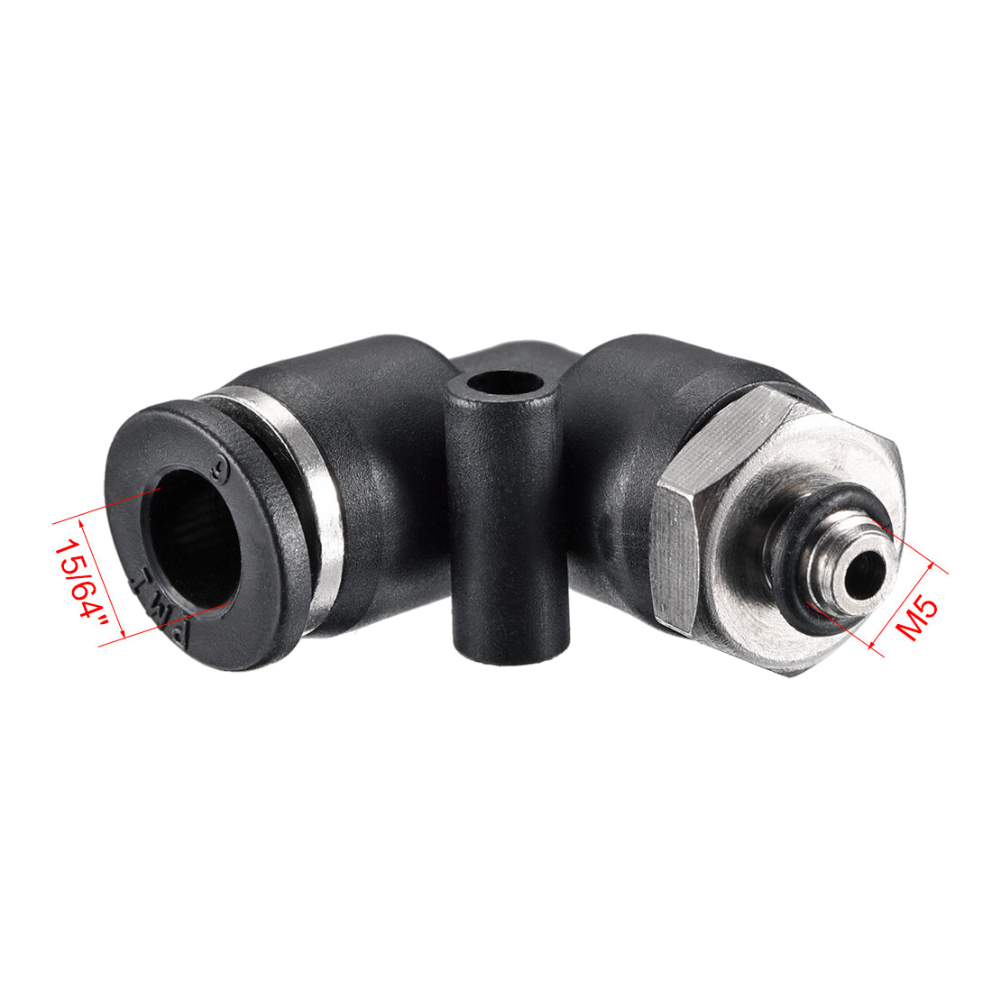 uxcell Uxcell PL6-M5 Pneumatic Push to Connect Fitting, Male Elbow - 15/64" Tube OD x M5 Thread  Tube Fitting 4pcs