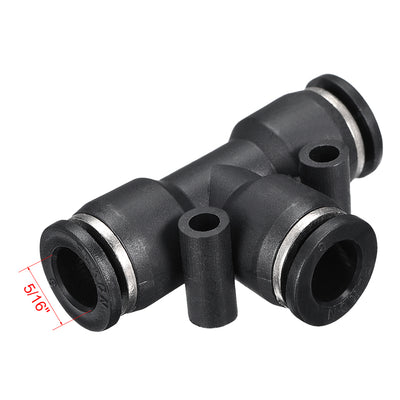 Harfington Uxcell 5 pcs Push To Connect Fittings T Type Tube Connect 8 mm or 5/16" od Push Fit Fittings Tube Fittings Push Lock (8mm T tee)
