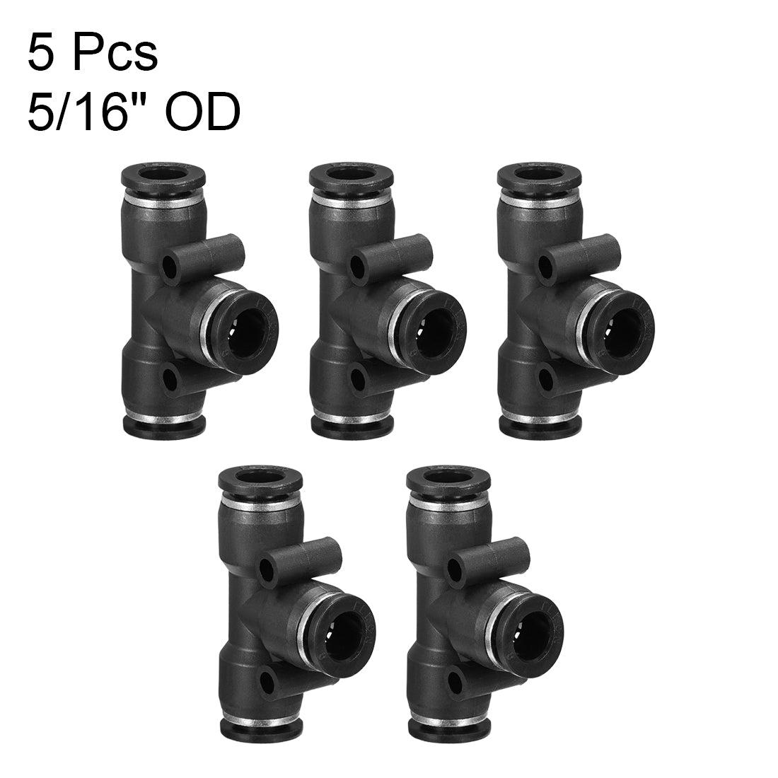 uxcell Uxcell 5 pcs Push To Connect Fittings T Type Tube Connect 8 mm or 5/16" od Push Fit Fittings Tube Fittings Push Lock (8mm T tee)