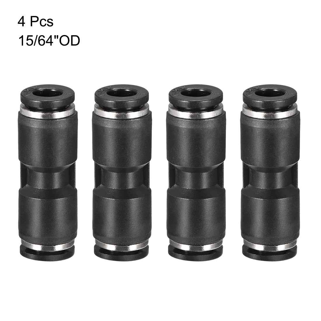 uxcell Uxcell 4pcs Push to Connect Fittings Tube Connect  6mm or 15/64" Straight od Push Fit Fittings Tube Fittings Push Lock