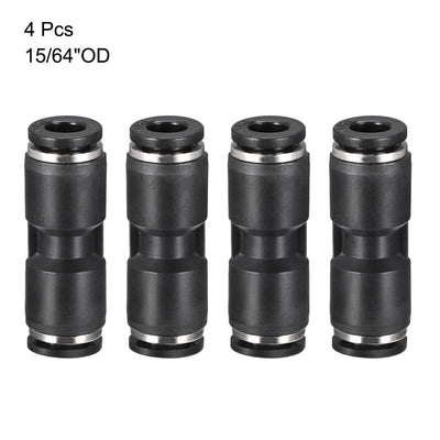 Harfington Uxcell 4pcs Push to Connect Fittings Tube Connect  6mm or 15/64" Straight od Push Fit Fittings Tube Fittings Push Lock