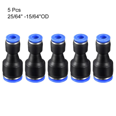 Harfington Uxcell 5pcs Push to Connect Fittings Tube Connect  25/64" -15/64" Straight OD Push Fit Fittings Tube Fittings Push Lock Blue