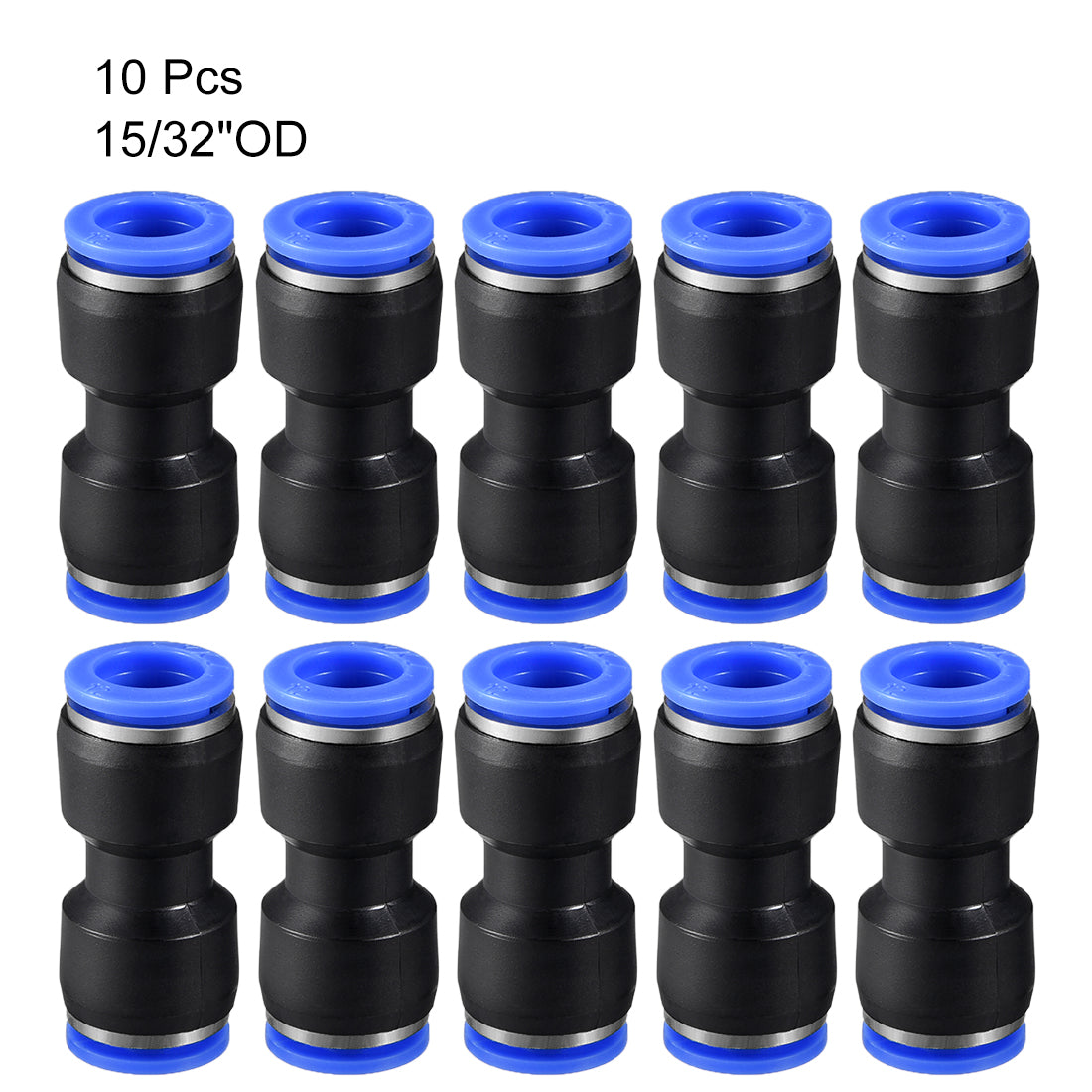 uxcell Uxcell Push to Connect Fittings Tube Connect  12mm or 15/32" Straight OD Push Fit Fittings Tube Fittings Push Lock Blue 10pcs