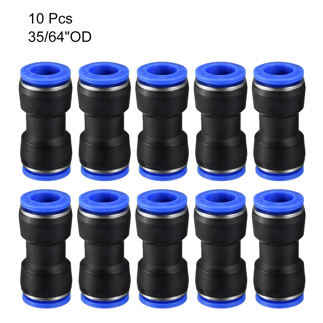 uxcell Uxcell 10pcs Push to Connect Fittings Tube Connect  14mm or 35/64" Straight OD Push Fit Fittings Tube Fittings Push Lock Blue