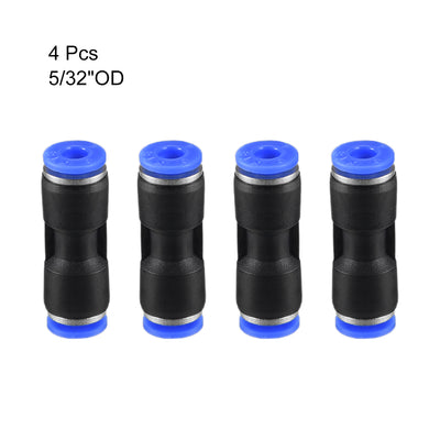 Harfington Uxcell 4pcs Push to Connect Fittings Tube Connect  4mm or 5/32" Straight OD Push Fit Fittings Tube Fittings Push Lock Blue