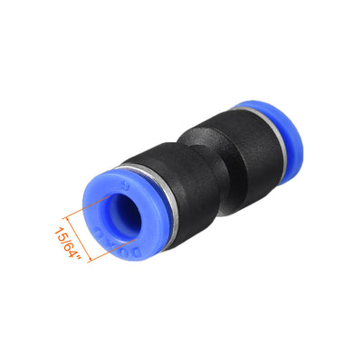 Harfington Uxcell 5pcs Push to Connect Fittings Tube Connect  6mm or 15/64" Straight OD Push Fit Fittings Tube Fittings Push Lock Blue