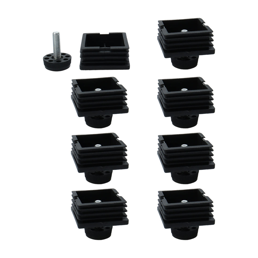 uxcell Uxcell Adjustable Leveling Feet 50 x 50mm Square Insert Furniture Glide 8 Sets