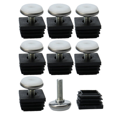 Harfington Uxcell Adjustable Leveling Feet 25 x 25mm Tube Inserts Furniture Table Glide 8 Pcs