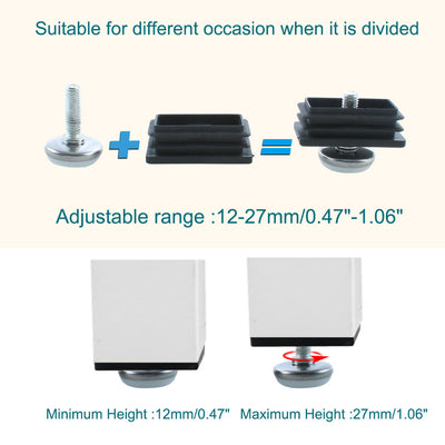 Harfington Uxcell Adjustable Leveling Feet 25 x 50mm Rectangle Inserts Furniture Glide 8 Sets