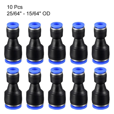 Harfington Uxcell 10pcs Push to Connect Fittings Tube Connect  25/64" to 15/64" Straight OD Push Fit Fittings Tube Fittings Push Lock Blue