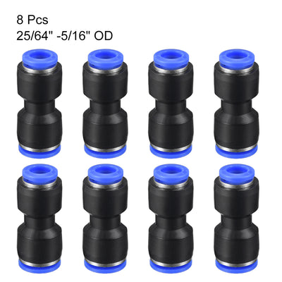 Harfington Uxcell 8pcs Push to Connect Fittings Tube Connect  25/64" -5/16" Straight OD Push Fit Fittings Tube Fittings Push Lock Blue