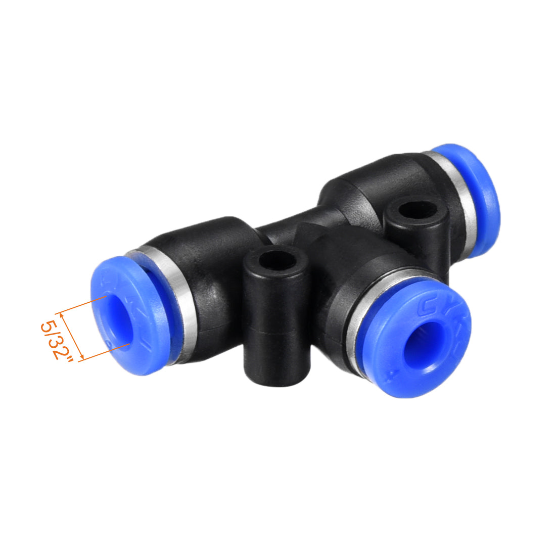uxcell Uxcell 4pcs Push To Connect Fittings T Type Tube Connect 4mm or 5/32" od Push Fit Fittings Tube Fittings Push Lock Blue  (4mm T tee)
