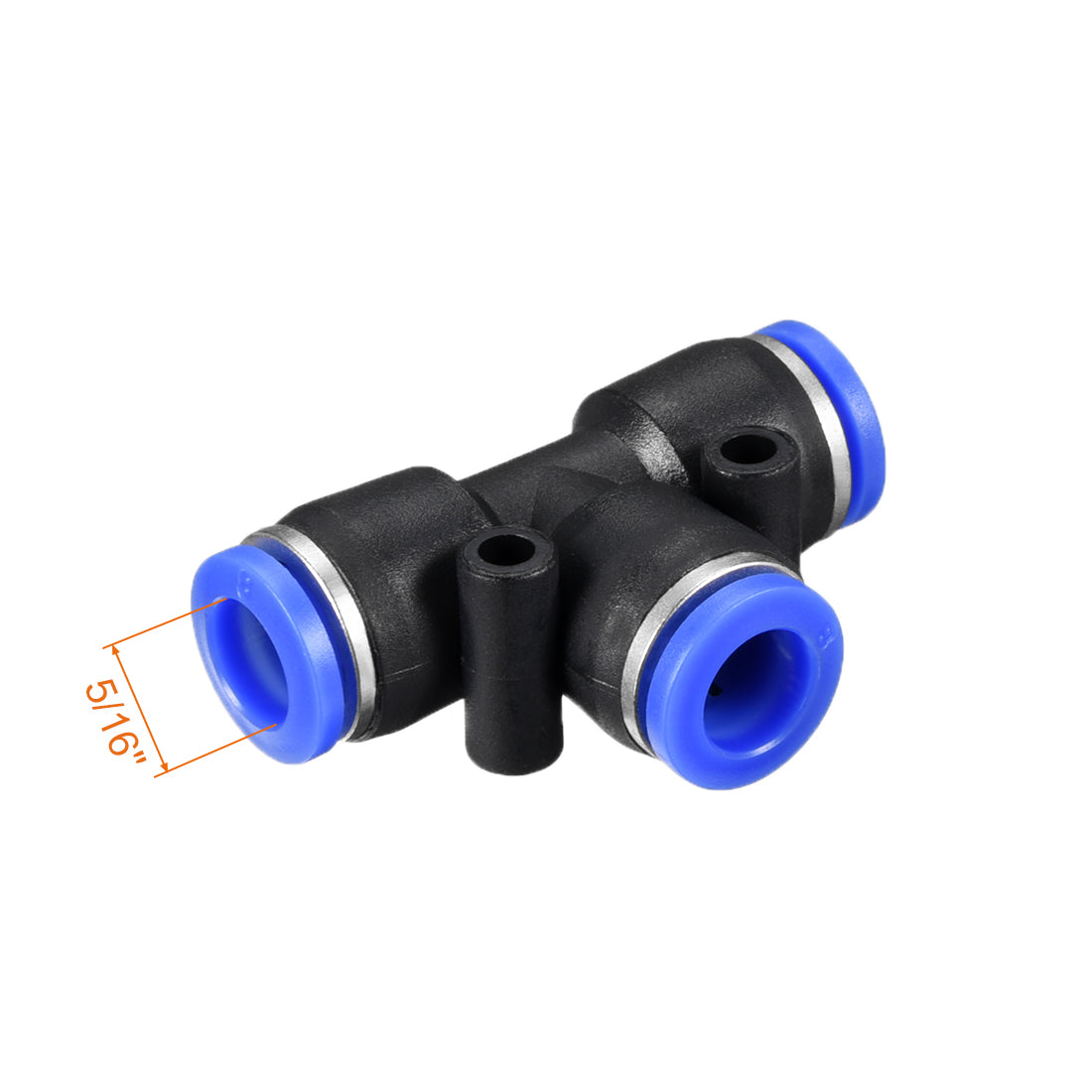 uxcell Uxcell 8pcs Push To Connect Fittings T Type Tube Connect 8mm or 5/16" od Push Fit Fittings Tube Fittings Push Lock Blue (8mm T tee)