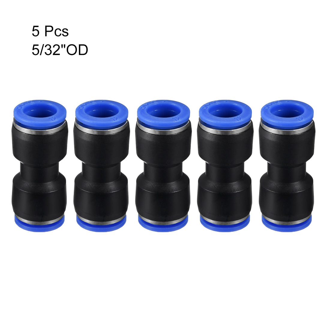 uxcell Uxcell 5pcs Push to Connect Fittings Tube Connect  12mm or 15/32" Straight OD Push Fit Fitting Tube Fittings Push Lock Blue