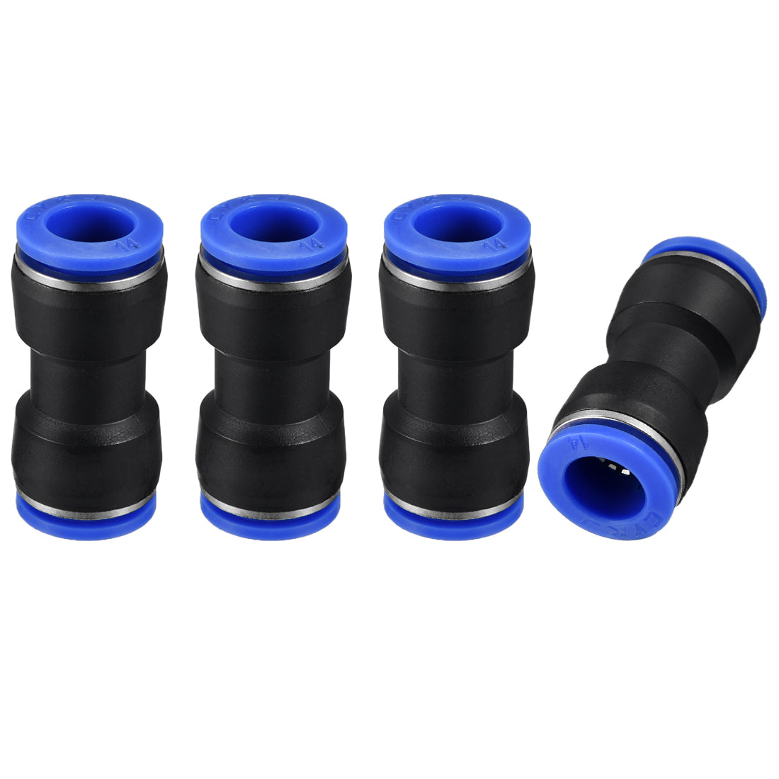 uxcell Uxcell Push to Connect Fittings Tube Connect  14mm or 35/64" Straight OD Push Fit Fittings Tube Fittings Push Lock Blue 4pcs