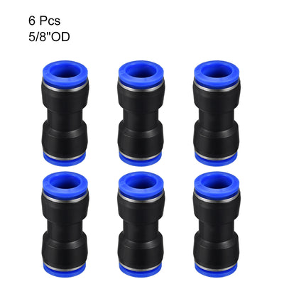 Harfington Uxcell 6pcs Push to Connect Fittings Tube Connect  16mm or 5/8" Straight OD Push Fit Fittings Tube Fittings Push Lock Blue