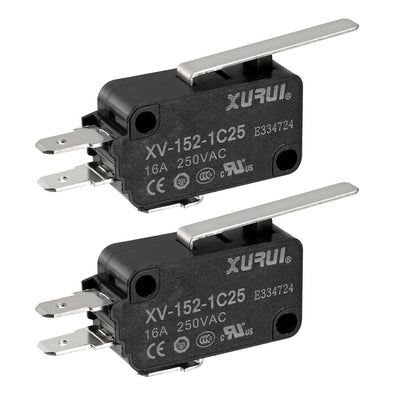 Harfington Uxcell 2PCS XV-152-1C25 Black Straight Lever Micro Limit Switch