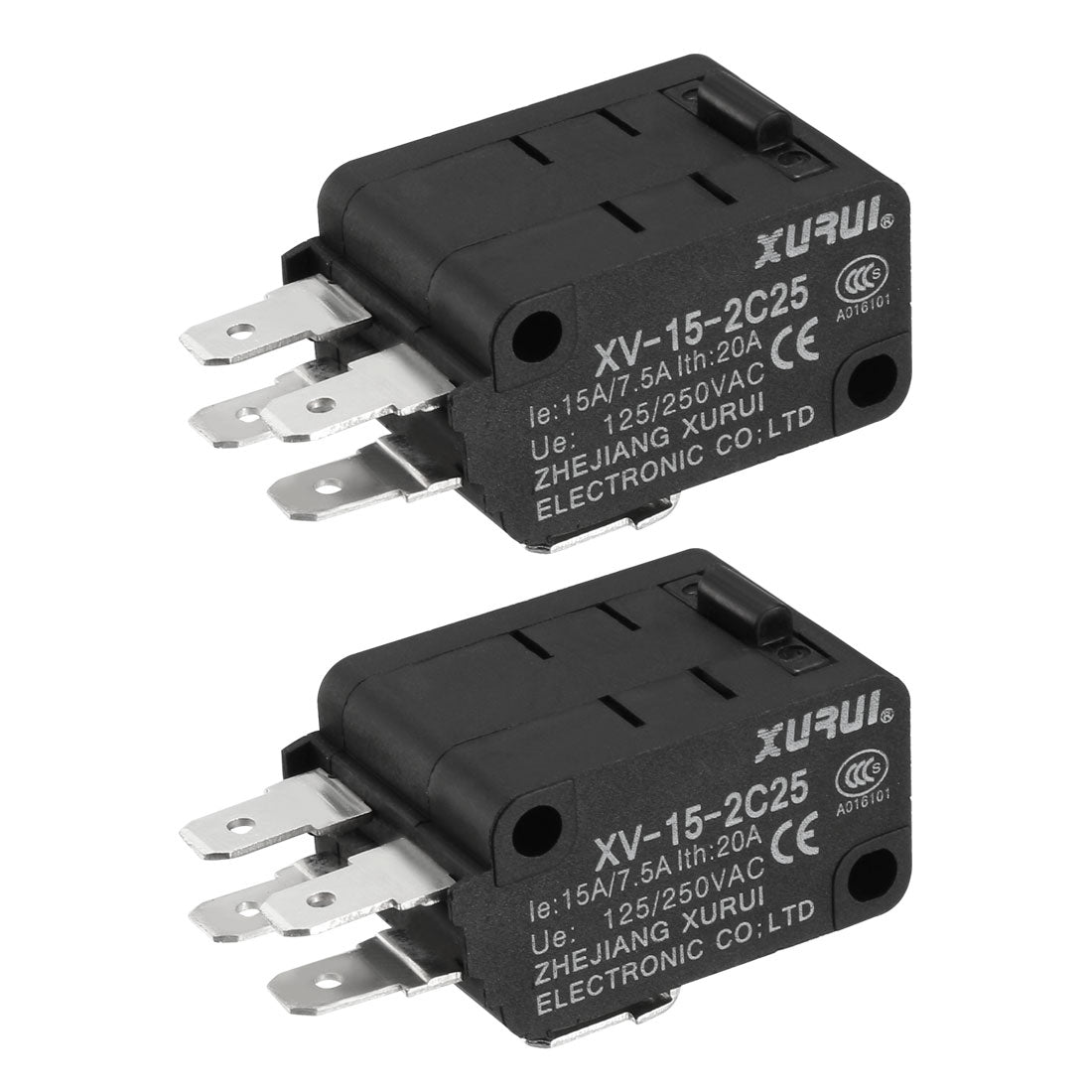 uxcell Uxcell 2pcs XV-15-2C25 6 Terminals Push Button Type Micro Switches