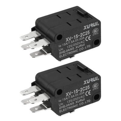Harfington Uxcell 2pcs XV-15-2C25 6 Terminals Push Button Type Micro Switches