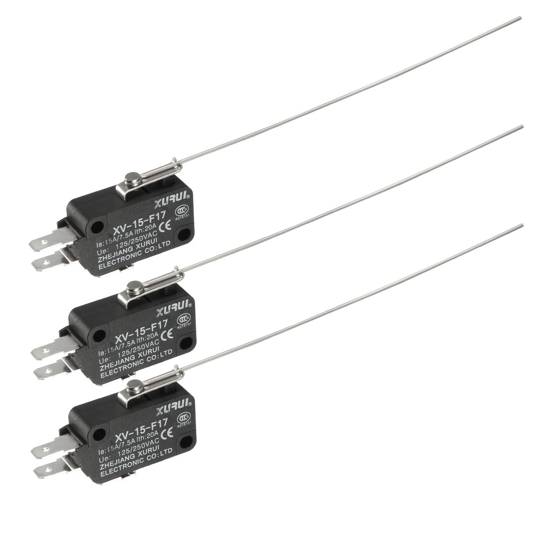 uxcell Uxcell 3Pcs XV-15-F17 Long Straight Lever Action Switches  Micro Switch