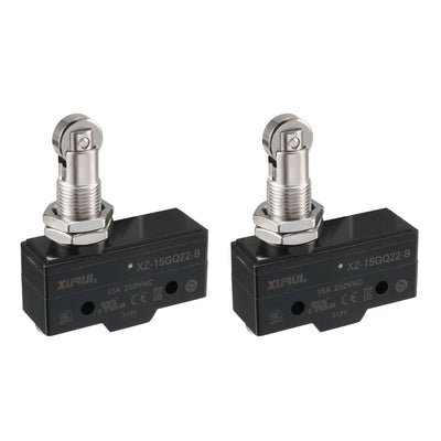 Harfington Uxcell 2PCS XZ-15GQ22-B Panel Mount Roller Plunger Type Micro Switches