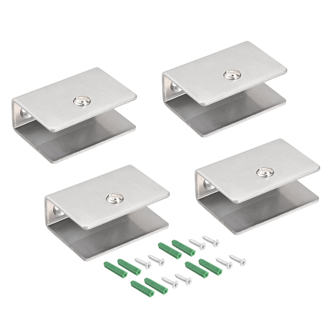 uxcell Uxcell Glass Shelf Brackets Stainless Steel Holder Rectangle for 10-14mm Thickness 4pcs