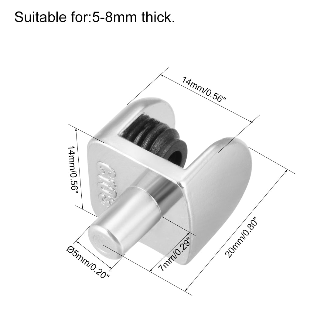 uxcell Uxcell Glass Shelf Brackets, Zinc Alloy Clamp Clip Shaft Mount for 5-8mm Thick, 4pcs
