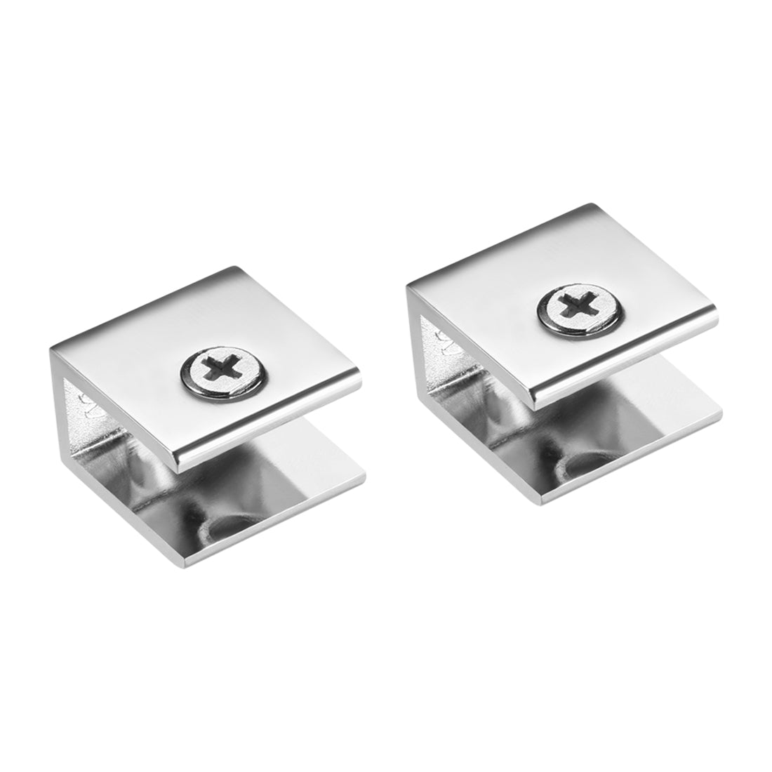 Uxcell Uxcell Glass Shelf Brackets Zinc Alloy Clip Square for 10-12mm Thickness 2pcs