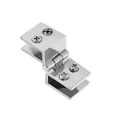 Harfington Uxcell Glass Door Hinge - 90 Degree Cupboard Showcase Cabinet Door Hinge Glass Clamp ,Zinc Alloy , for 5-8mm Glass Thickness 2Pcs