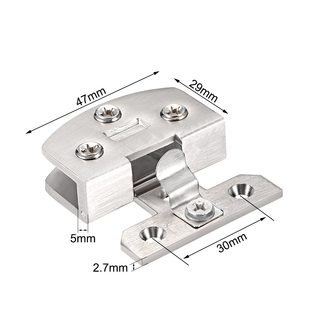 uxcell Uxcell Glass Hinge Cupboard Showcase Cabinet Door Glass Clamp for 5mm-8mm Thickness 2 Pcs