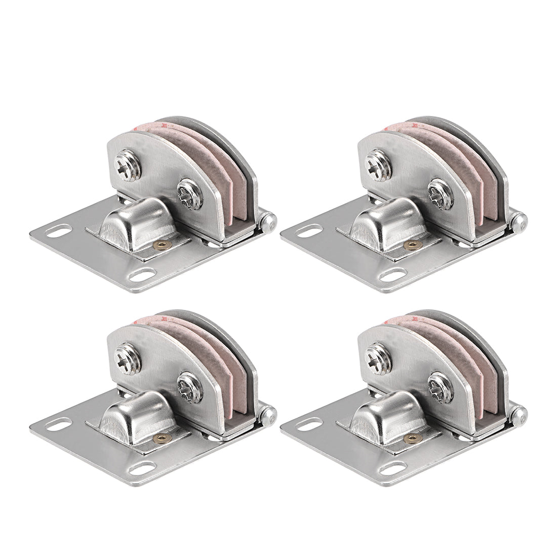 uxcell Uxcell Glass Hinge Cupboard Showcase Cabinet Door Hinge Glass Clamp ,Stainless Steel , for 5-8mm  Thickness 4Pcs