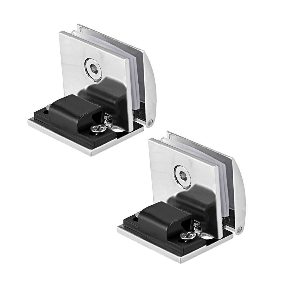 uxcell Uxcell Glass Hinge Cabinet Door Cupboard Showcase Glass Clamp Zinc Alloy Fit for 5mm-8mm Thickness 2pcs