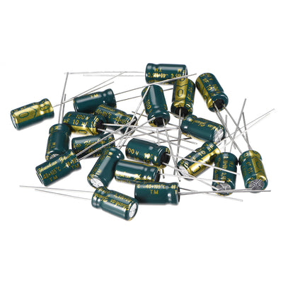 Harfington Uxcell Aluminum Radial Electrolytic Capacitor Low ESR Green with 10uF 100V 105 Celsius Life 3000H 6.3 x 11 mm High Ripple Current,Low Impedance 20pcs