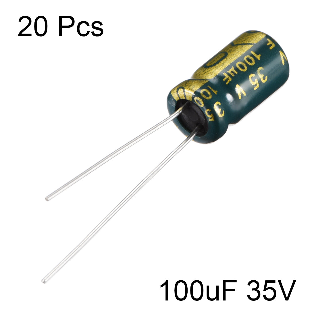 uxcell Uxcell Aluminum Radial Electrolytic Capacitor Low ESR Green with 100uF 35V 105 Celsius Life 3000H 6.3 x 11 mm High Ripple Current,Low Impedance 20pcs