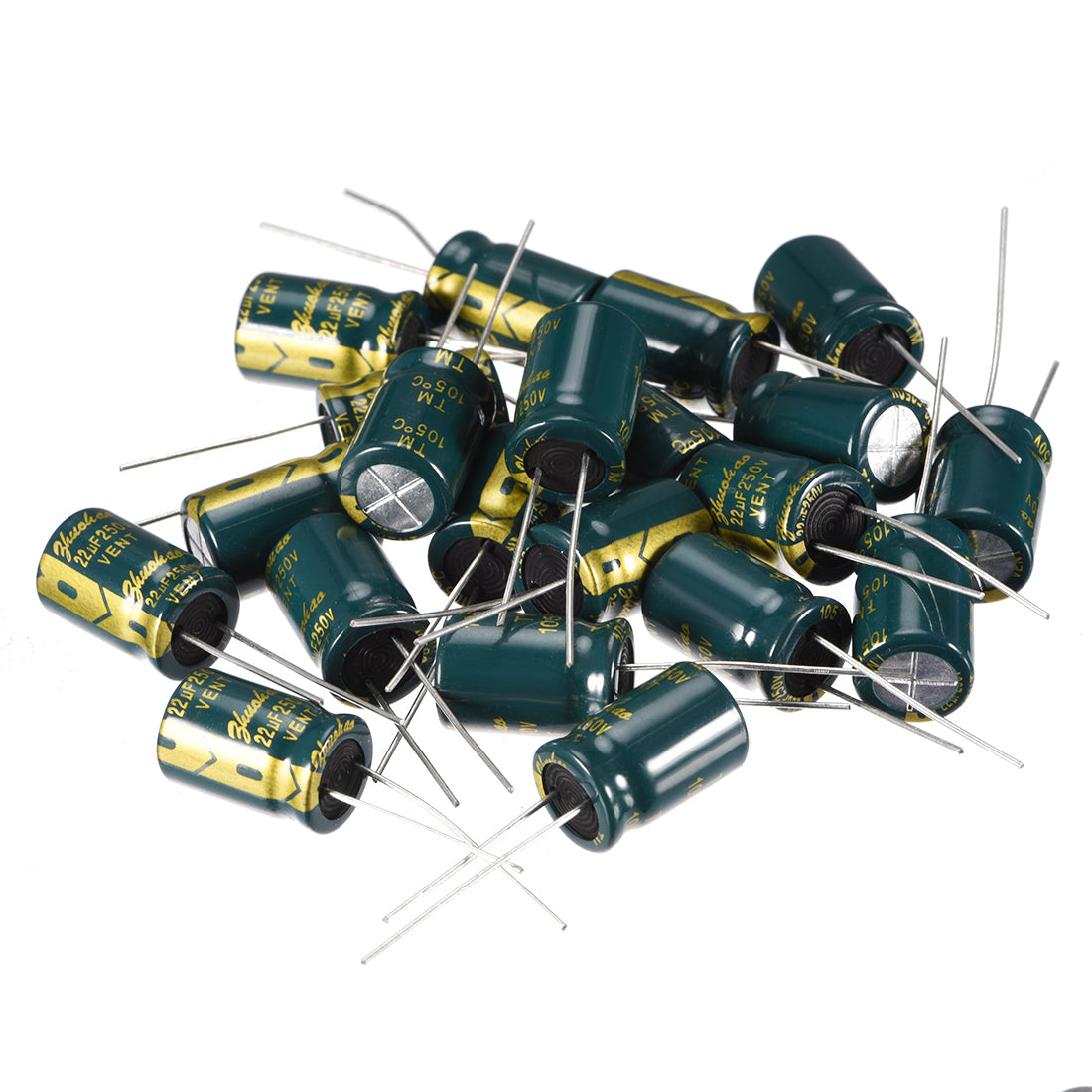 uxcell Uxcell Aluminum Radial Electrolytic Capacitor Low ESR Green with 22uF 250V 105 Celsius Life 3000H 10 x 16 mm High Ripple Current,Low Impedance 20pcs