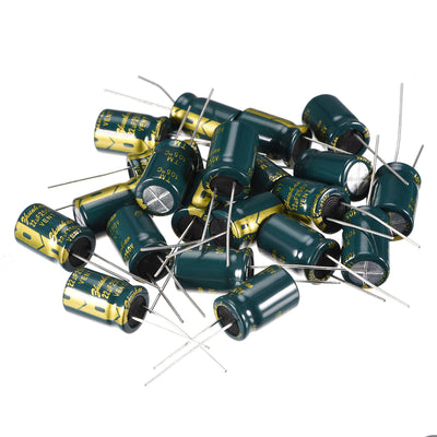 Harfington Uxcell Aluminum Radial Electrolytic Capacitor Low ESR Green with 22uF 250V 105 Celsius Life 3000H 10 x 16 mm High Ripple Current,Low Impedance 20pcs