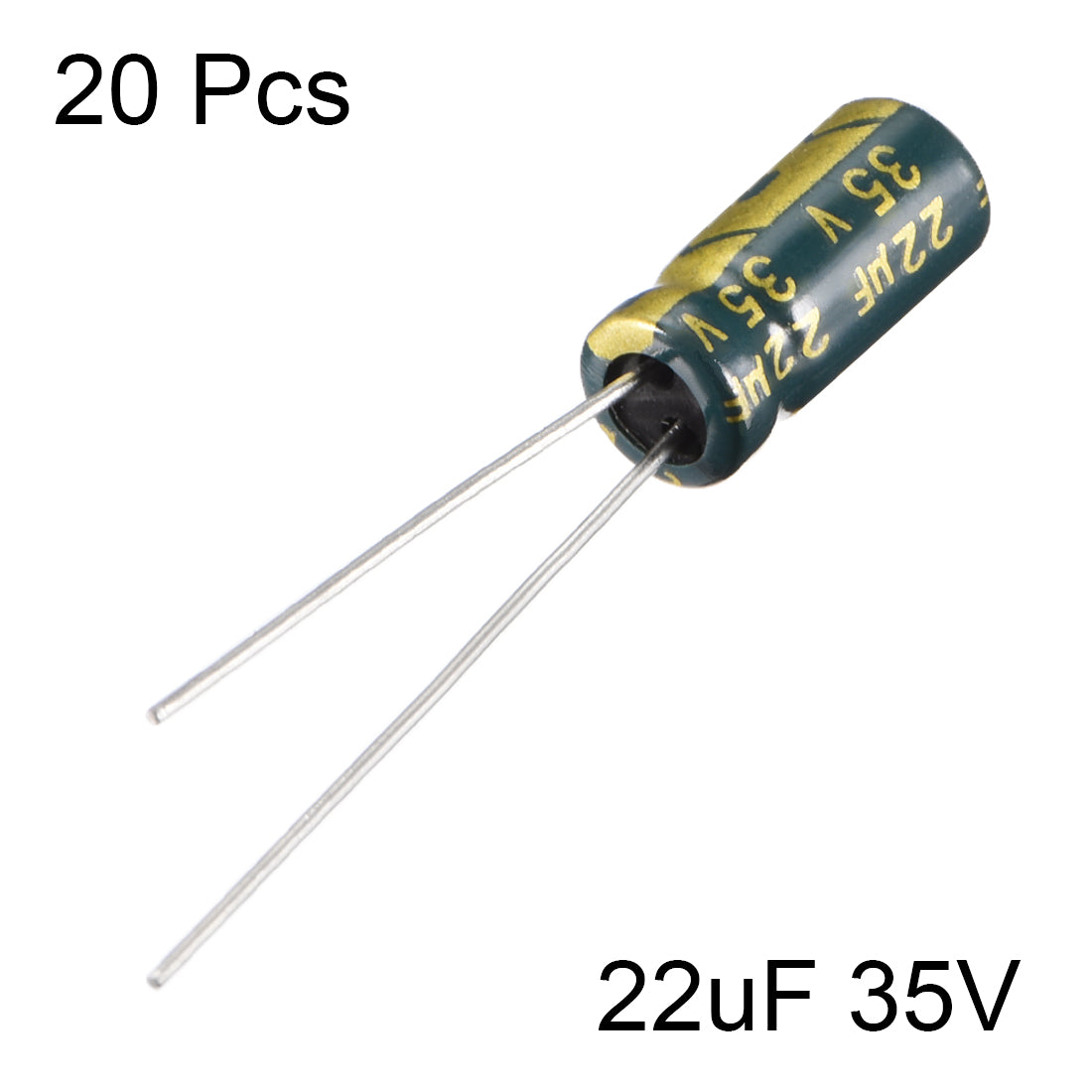 uxcell Uxcell Aluminum Radial Electrolytic Capacitor Low ESR Green with 22uF 35V 105 Celsius Life 3000H 5 x 11 mm High Ripple Current,Low Impedance 20pcs