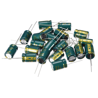 Harfington Uxcell Aluminum Radial Electrolytic Capacitor Low ESR 220uF 63V 105 Celsius 3000H Life 10x16mm High Ripple Current Low Impedance 20pcs Green