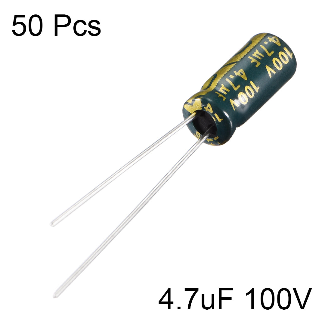 uxcell Uxcell Aluminum Radial Electrolytic Capacitor Low ESR 4.7uF 100V 105 Celsius 3000H Life 5x11mm High Ripple Current Low Impedance 50pcs Green