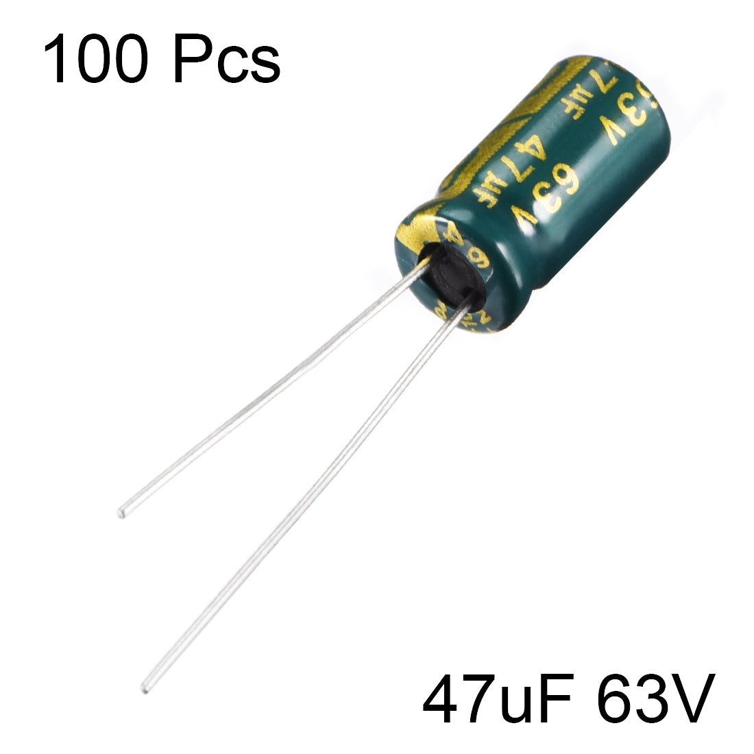 uxcell Uxcell Aluminum Radial Electrolytic Capacitor Low ESR Green with 47uF 63V 105 Celsius Life 3000H 6.3 x 12 mm High Ripple Current,Low Impedance 100pcs