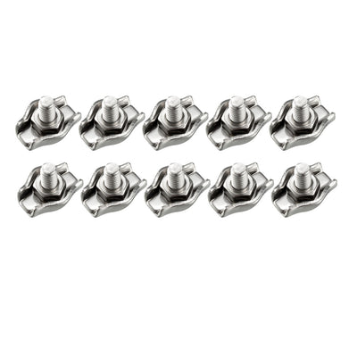 Harfington Uxcell 10Pcs 316 Stainless Steel Single Wire Rope Clip Cable Clamp Suit for 0.8-1.5mm Rope