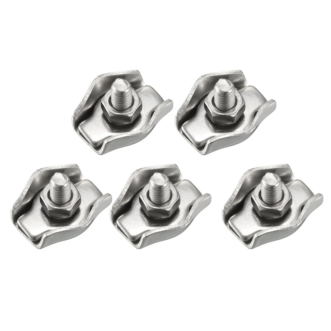 uxcell Uxcell 5 Pcs 304 Stainless Steel Single Wire Rope Clip Cable Clamp for 1.5mm-2mm Rope