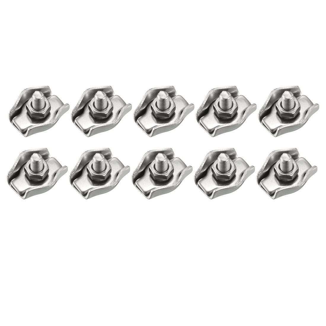 uxcell Uxcell 10Pcs 304 Stainless Steel Single Wire Rope Clip Cable Clamp Suit for 1.5-2mm Rope