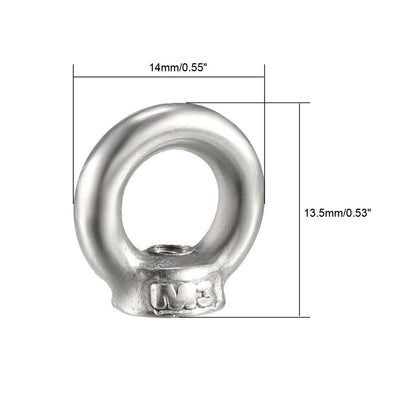 Harfington Uxcell M3 Female Thread 304 Stainless Steel Lifting Eye Nuts Ring 5pcs