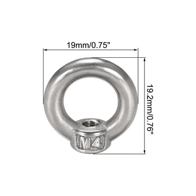 Harfington Uxcell M4 Female Thread 304 Stainless Steel Lifting Eye Nuts Ring 10pcs
